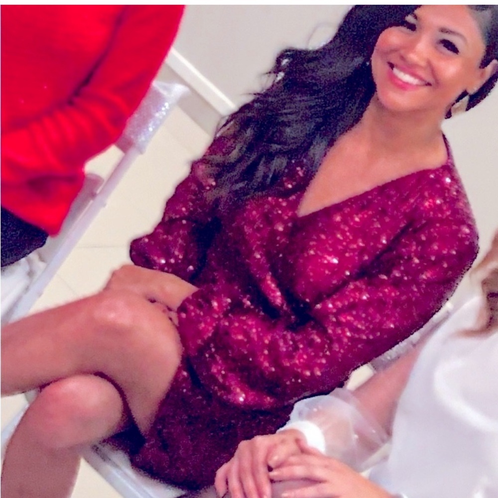 Gianni Bini Red Sequin Wrap Dress